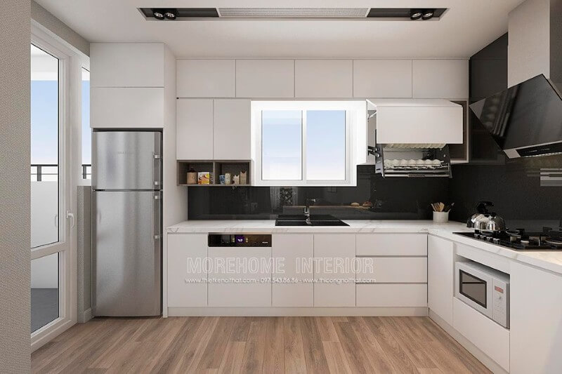 Mẫu tủ bếp gỗ công nghiệp đẹp và ấn tượng tủ bếp chung cư