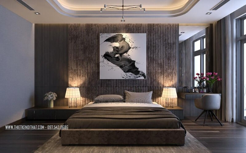 Bố trí nội thất phòng ngủ master hiện đại, đẹp, sang trọng. Thiết kế phòng ngủ nhà phố