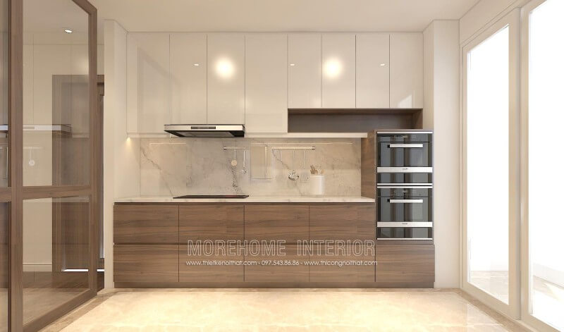 Thiết kế nội thất tủ bếp nhà phố phong cách hiện đại và tinh tế Tủ bếp hiện đại, tủ bếp chữ u, tủ bếp chữ i, tủ bếp chữ l