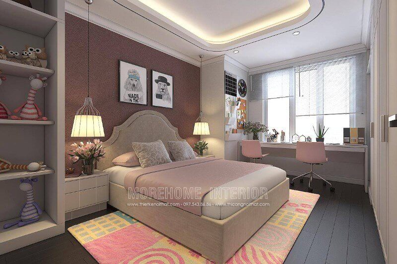 Thiết kế nội thất phòng ngủ cho bé gái đẹp hiện đại