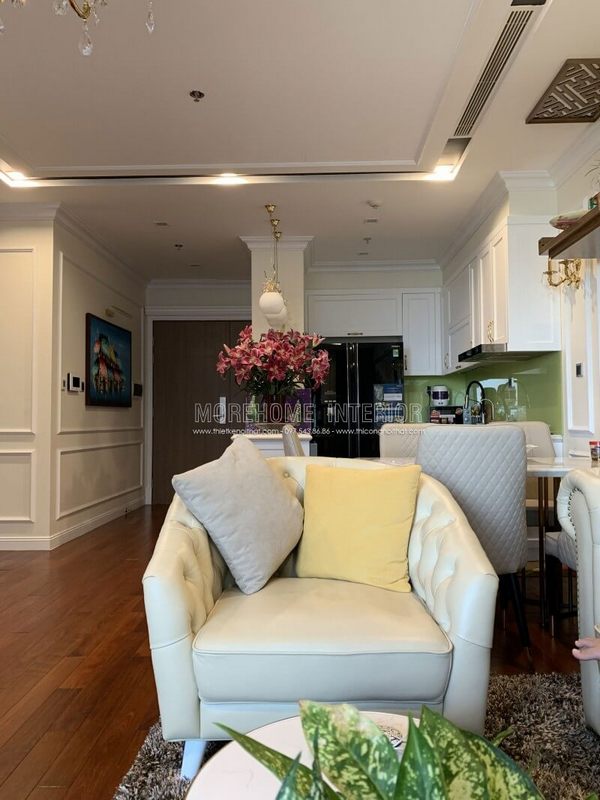 Ghế tân cổ điển bọc da cho phòng khách Vinhomes