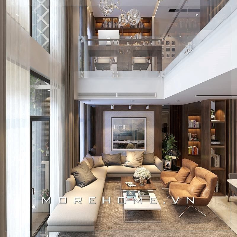 Ghế sofa mang màu sắc trung tính góp phần tạo nên điểm nhấn giúp không gian căn phòng trở nên ấm cúng, sang trọng.