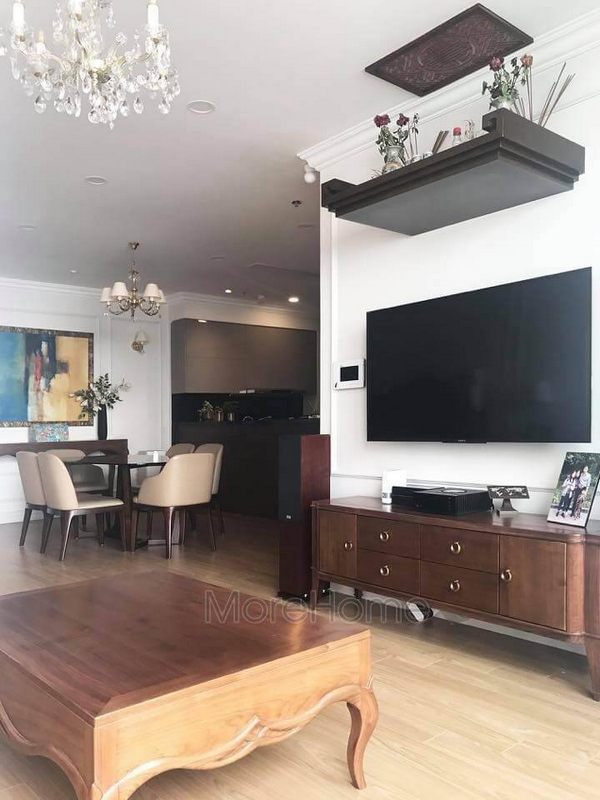 Hình ảnh sản phẩm thi công đồ gỗ tân cổ điển cho phòng khách chung cư Vinhomes Gardenia Mỹ Đình Hà Nội