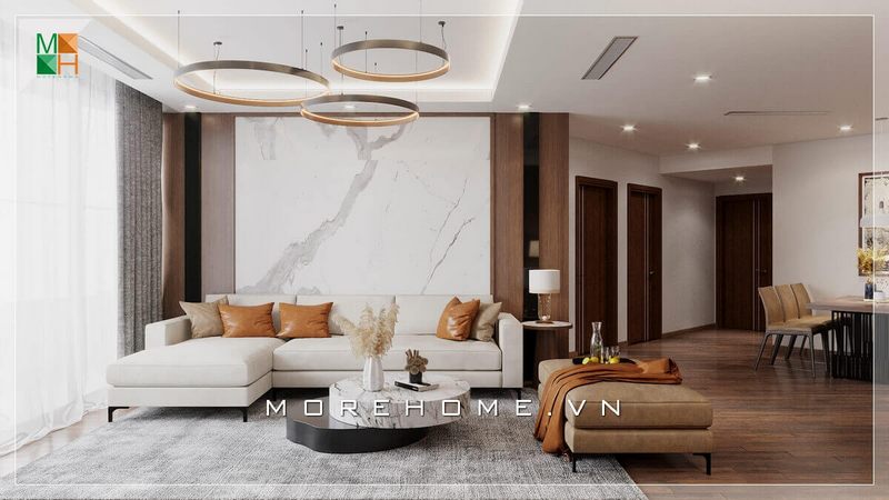 Nếu bạn muốn để lại ấn tượng cho bất cứ vị khách nào khi bước chân vào ngôi nhà của mình, hãy tham khảo mẫu thiết kế phòng khách sang trọng, đẳng cấp này của Morehome nhé.